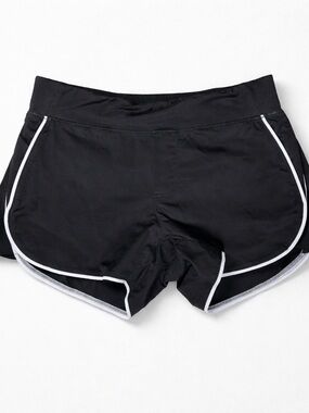 Athleta Black Athletic Shorts with White Piping and Pockets Size 0
